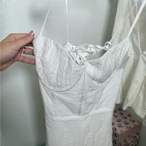 Hello Molly White Lace-Up Dress